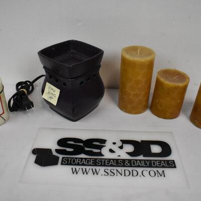 5 pc Candles & Wax Warmer (works)