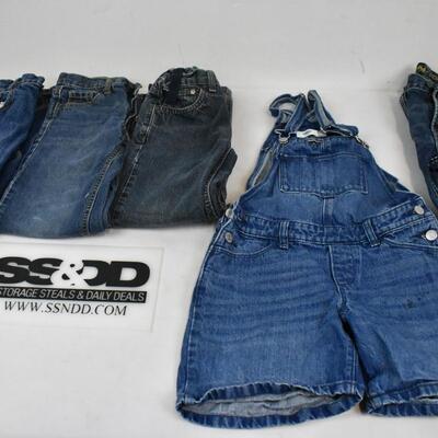 5 pc Kids Jeans: 10 Short, 10 Slim, 10 Reg, Short Overalls sz 10-12, sz 11