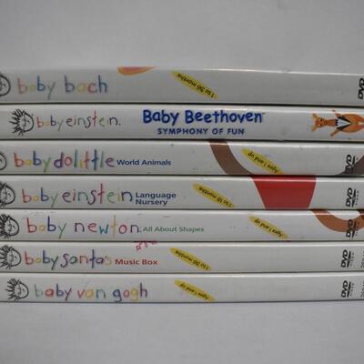 7 pc Baby Einstein DVDs: Bach, Beethoven, Dolittle, Newton, Santa, Van Gogh