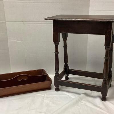 D1171 Antique Dovetailed Flatware Carrier and William & Mary Style Stool