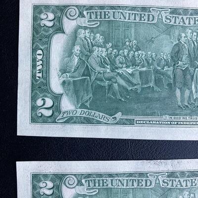 Set of three 1976 $2 dollar federal STAR note bills uncirculated. Lot A26