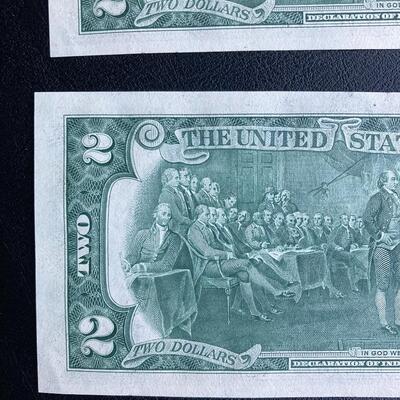 Set of three 1976 $2 dollar federal STAR note bills uncirculated. Lot A26