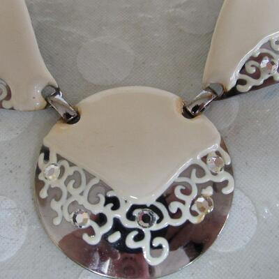 Big Chunky Necklace With Rhinestones Marked LaRage - Read description
