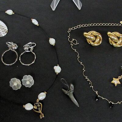 Lot of Costume Jewelry Sharks Tooth Pendant, Earrings, Necklaces, More. Read description.