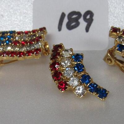 Patriotic Themed Pin and Earrings