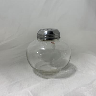 [111] VINTAGE | Hand Painted | Clear Round Sugar Shaker