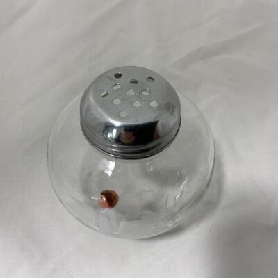 [111] VINTAGE | Hand Painted | Clear Round Sugar Shaker