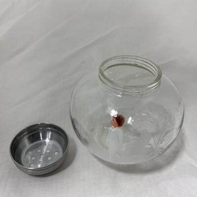 [111] VINTAGE | Hand Painted | Clear Round Sugar Shaker