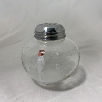 [111] VINTAGE | Hand Painted | Clear Round Sugar Shaker