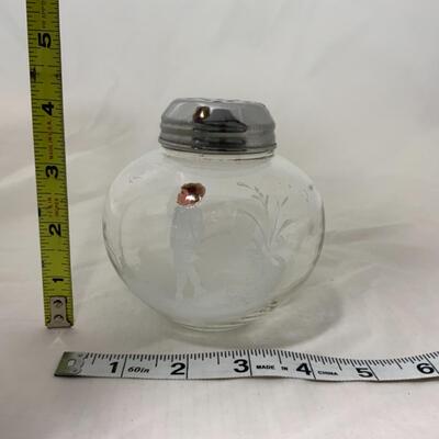 [111] VINTAGE | Hand Painted | Clear Round Sugar Shaker