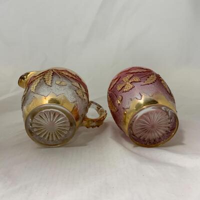 [113] ANTIQUE | Delaware Glass | Cranberry | Raised Flower 