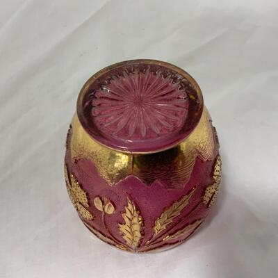 [113] ANTIQUE | Delaware Glass | Cranberry | Raised Flower 