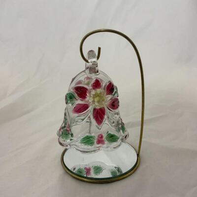 [117] Glass Poinsettia Bell on Stand