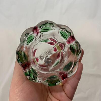 [117] Glass Poinsettia Bell on Stand