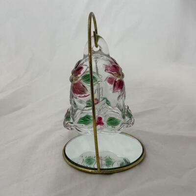 [117] Glass Poinsettia Bell on Stand