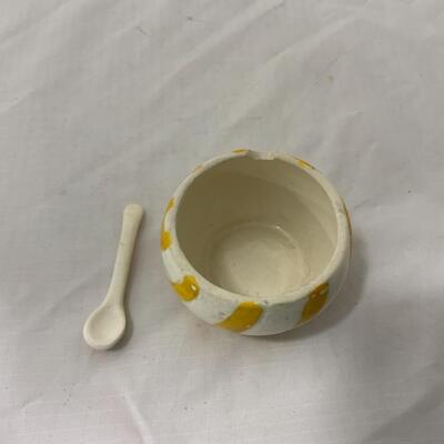 [119] VINTAGE | Hand Painted Salt | Ceramic Spoon | Cellar Dip