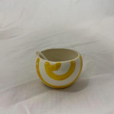 [119] VINTAGE | Hand Painted Salt | Ceramic Spoon | Cellar Dip