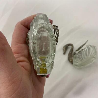 [124] VINTAGE | Two Silver Plate Swan Salt Dips | Cellar