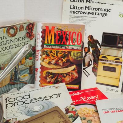 Lot 50 All Clad deep fry pan Vintage cookbooks