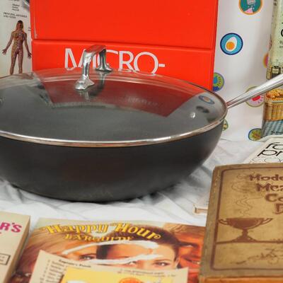 Lot 50 All Clad deep fry pan Vintage cookbooks