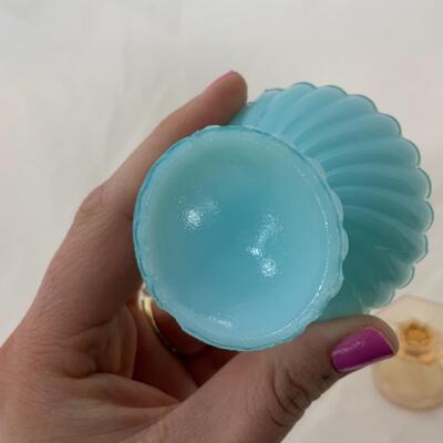 [132] VINTAGE | Footed Salt Dips | Cellar | Blue | Amber