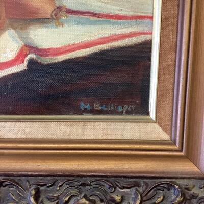 1191 Original  Still Life Oil Painting signed M. Bellinger 