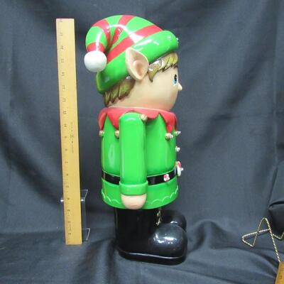 Christmas Elf light up statue standing 18” tall in green suit