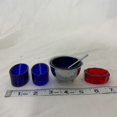 [134] VINTAGE | Cobalt Glass | Ruby Glass | Salt Dips | Cellar