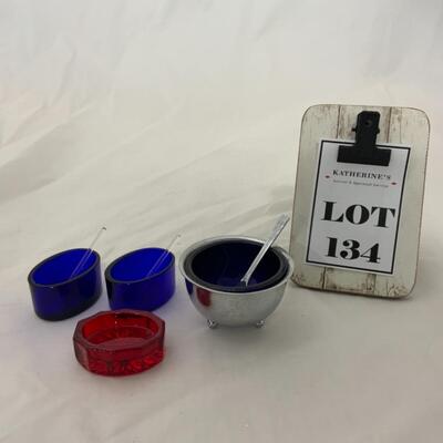 [134] VINTAGE | Cobalt Glass | Ruby Glass | Salt Dips | Cellar