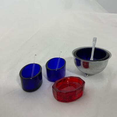 [134] VINTAGE | Cobalt Glass | Ruby Glass | Salt Dips | Cellar