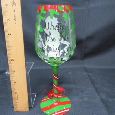 Painted wine glass Christmas theme