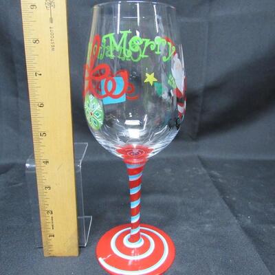 Christmas Holiday Painted Wine Glass