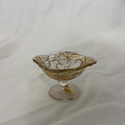 [138] ANTIQUE | Footed Salt Dip | Gold Flashing