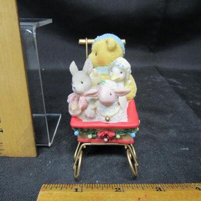 CHERISHED TEDDIES FIGURINE sled of animals Look out snow! Here we go!