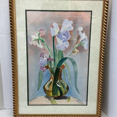E1194 Selma Manacker Signed Framed Floral Watercolor Painting