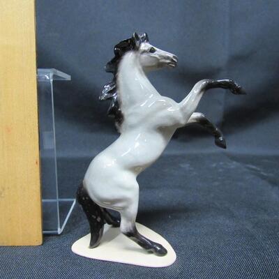 Miniature Grey Horse Standing on Hind Legs Figurine