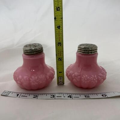 [150] ANTIQUE | Cased Glass | Pink Salt & Pepper Shakers
