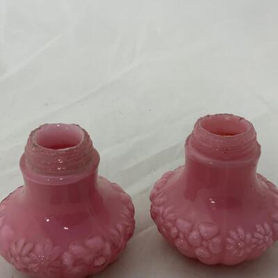 [150] ANTIQUE | Cased Glass | Pink Salt & Pepper Shakers
