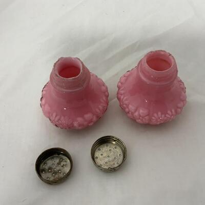 [150] ANTIQUE | Cased Glass | Pink Salt & Pepper Shakers
