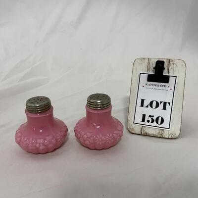 [150] ANTIQUE | Cased Glass | Pink Salt & Pepper Shakers