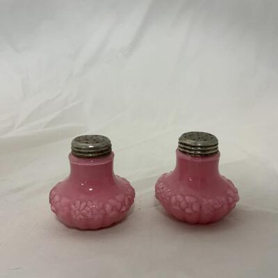 [150] ANTIQUE | Cased Glass | Pink Salt & Pepper Shakers