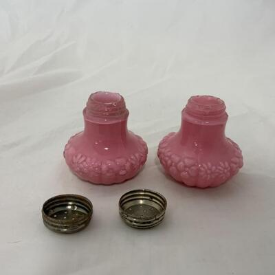 [150] ANTIQUE | Cased Glass | Pink Salt & Pepper Shakers