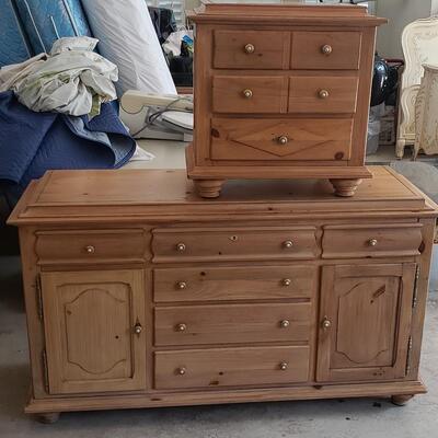 Tan Cabinet with End Table