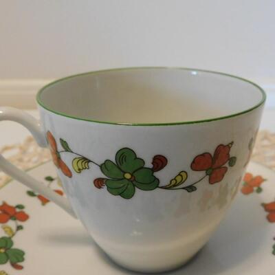 Vintage Nordic Pattern Teacup and Saucer, Porsgrund China