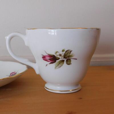 Vintage Duchess Bone China Teacup and Saucer, Pink Rose Pattern, No 386