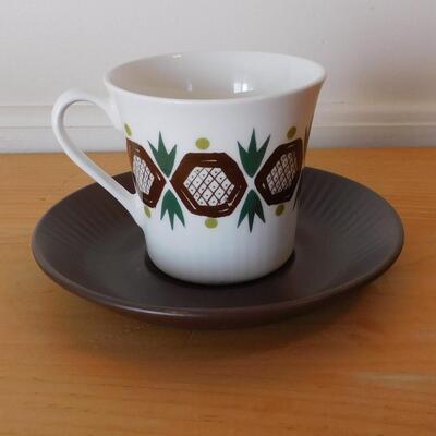 Vintage Rolf Cup and Saucer, Made in Norway, Hand Painted and Silkscreen