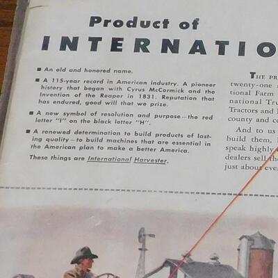 Vintage IH 1946 Magazine Ad, International Harvester, Advertising Decor