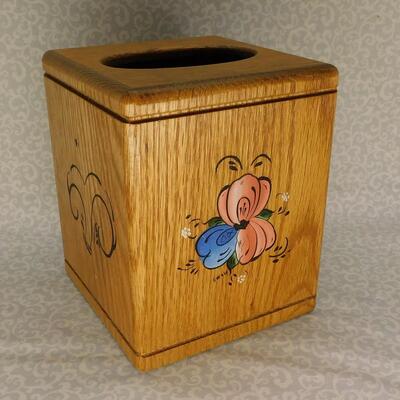 Rosemaled Wooden Tissue Box