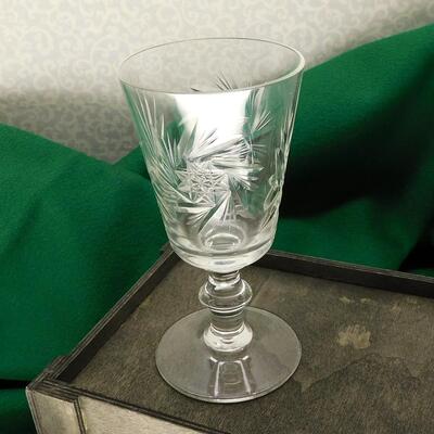 Vintage Cordial Glass, 8 Point Star Pattern, Liqueur, Small Wine Glass