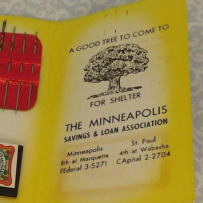 Vintage Minneapolis Savings and Loan Association Sewing Needle Card
